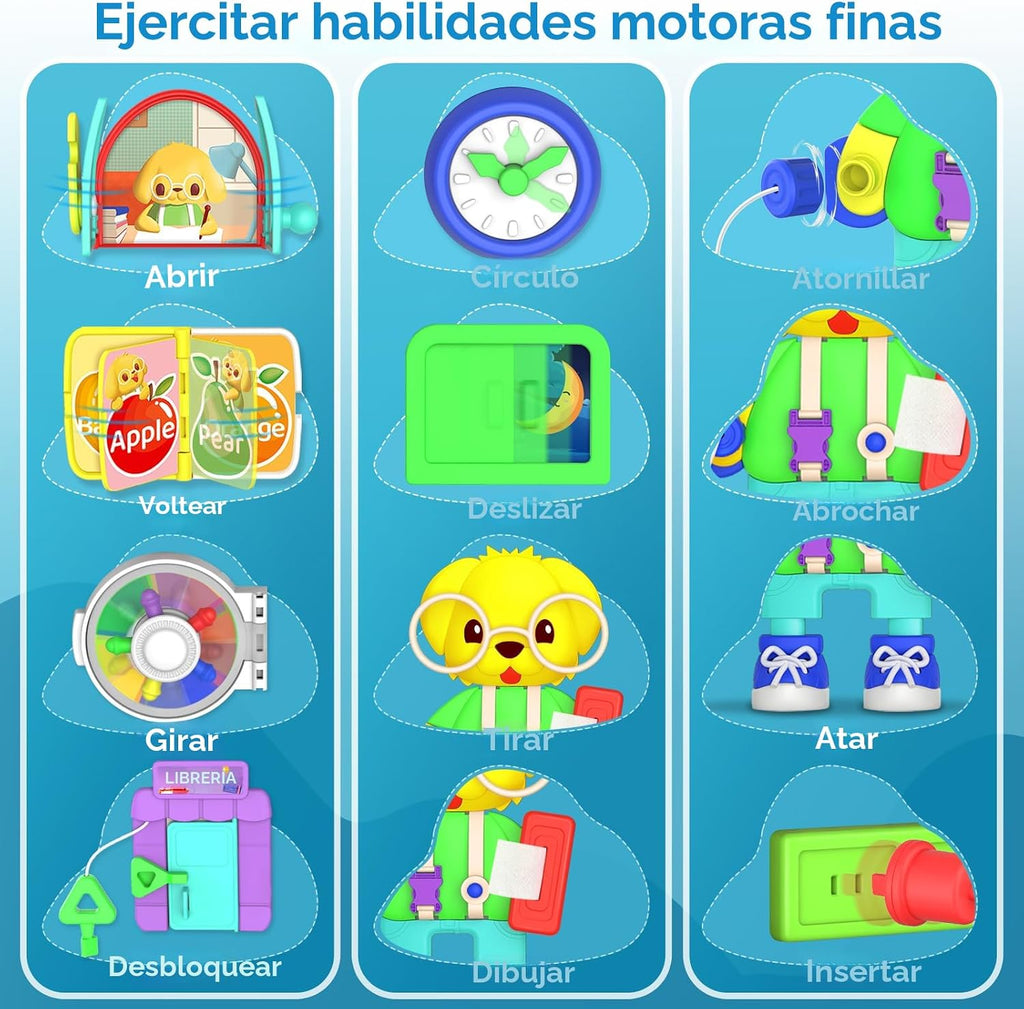 Juguetes para niños pequeños de 1-2 años, tablero ocupado musical Montessori, juguete educativo temprano para niños pequeños de 1-3 años, juguete de desarrollo de habilidades motoras para 12-18 meses