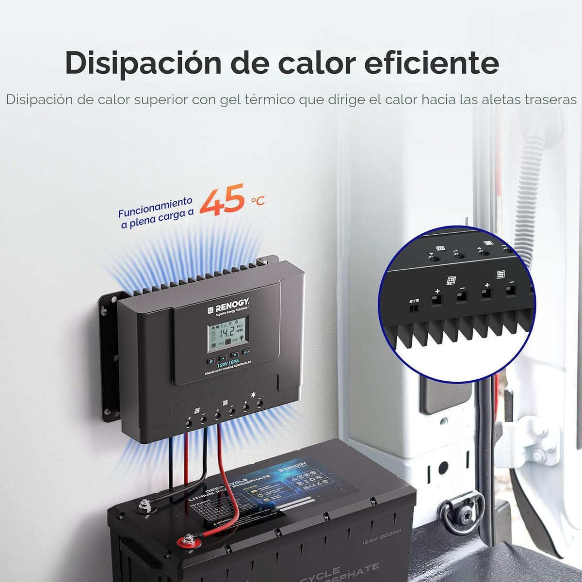 Renogy Controlador de carga solar MPPT de 60 A, 12 V/24 V/36 V/48 V