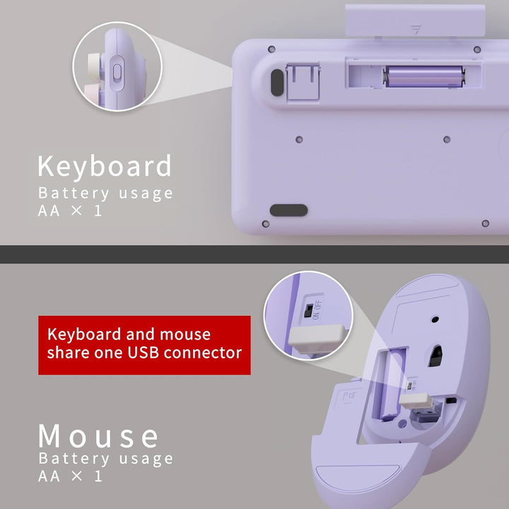 UBOTIE Teclado inalámbrico colorido para computadora y mouse óptico...