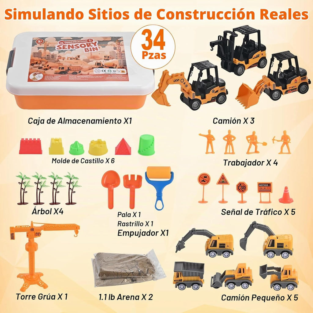 Faburo - Kit de construcción de arena de 34 piezas, juguete sensorial para niños pequeños
