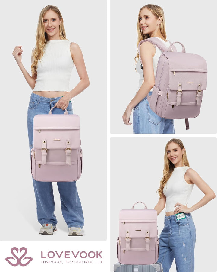 LOVEVOOK Mochila para computadora portátil para mujer, mochila de v...