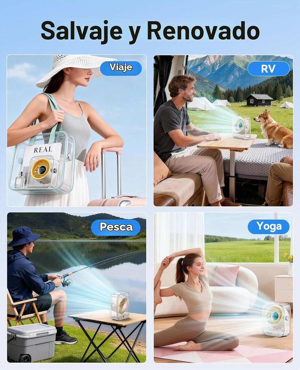 KIMMOO Ventilador de escritorio USB, ventilador de mesa silencioso...