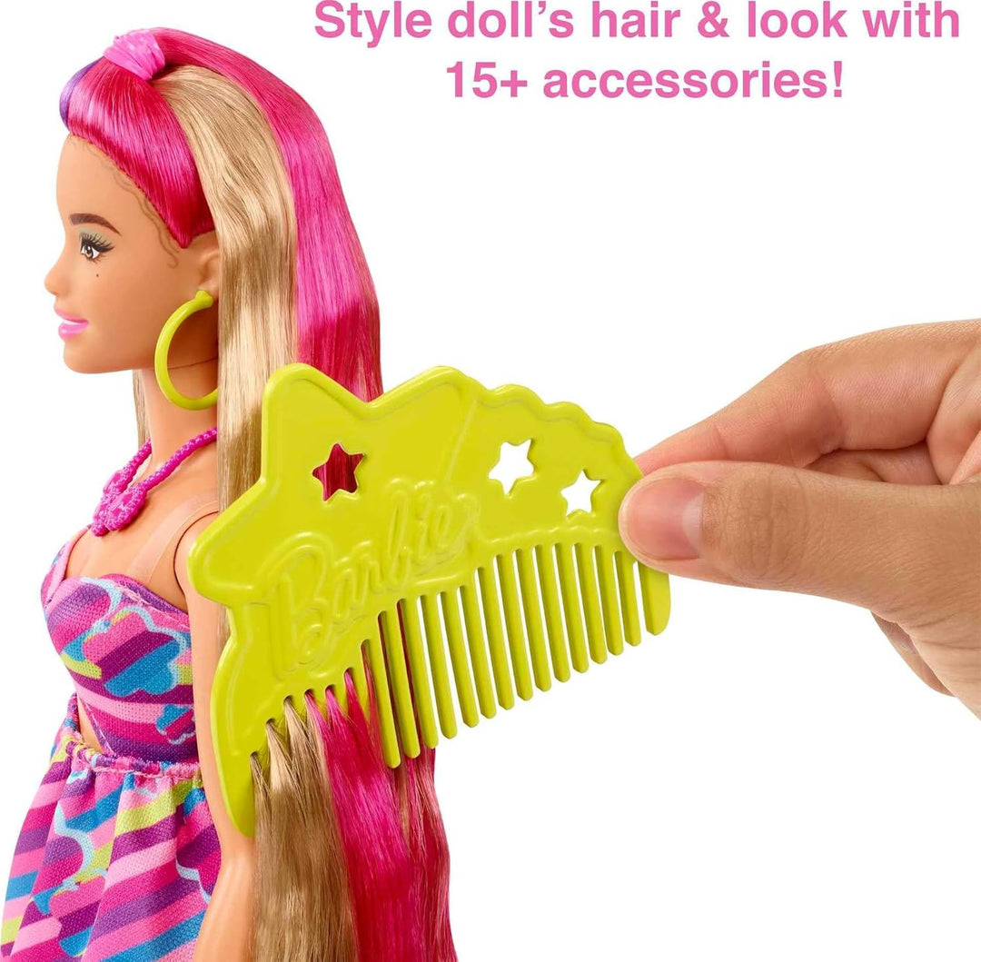 Barbie Muñeca Totally Hair, temática de flores con cabello de fanta...