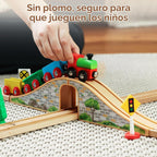 SainSmart Jr. Juego de Tren de Madera para Niños Pequeños con Vías de Tren de Doble Cara Compatible con Brio, Thomas, Melissa y Doug, Tren de Juguete de Madera Infantil para Niños y Niñas de 3, 4, 5