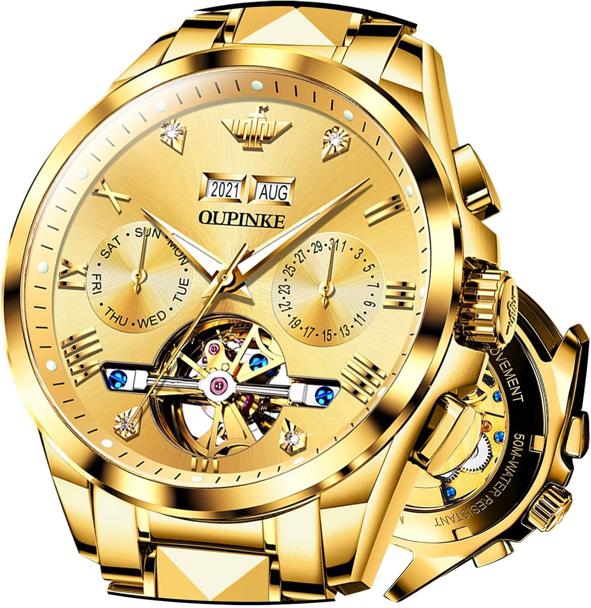 OLEVS Relojes esqueletos automáticos de acero inoxidable