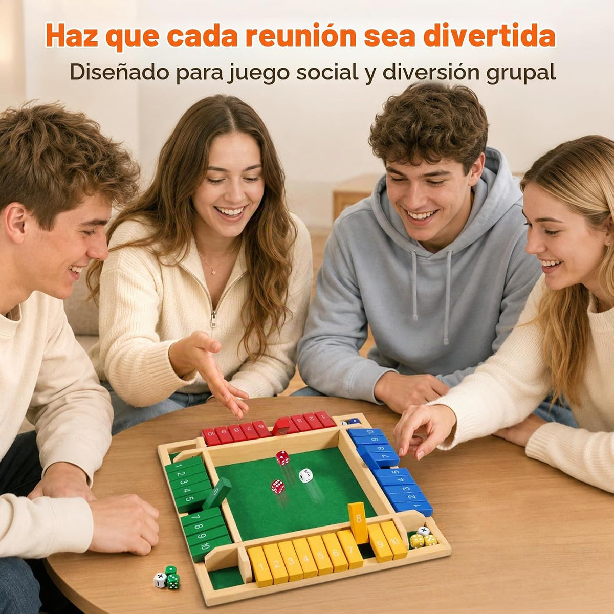 Juego de mesa de madera de 12 pulgadas con dados de símbolo de estrategia
