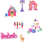 Calendario de Adviento Coleccionista Barbie Mini Land con Muñecas de 3.8 cm y 24 Días de Sorpresas, Áreas de Juego del Pueblo Invernal para Diversión Narrativa