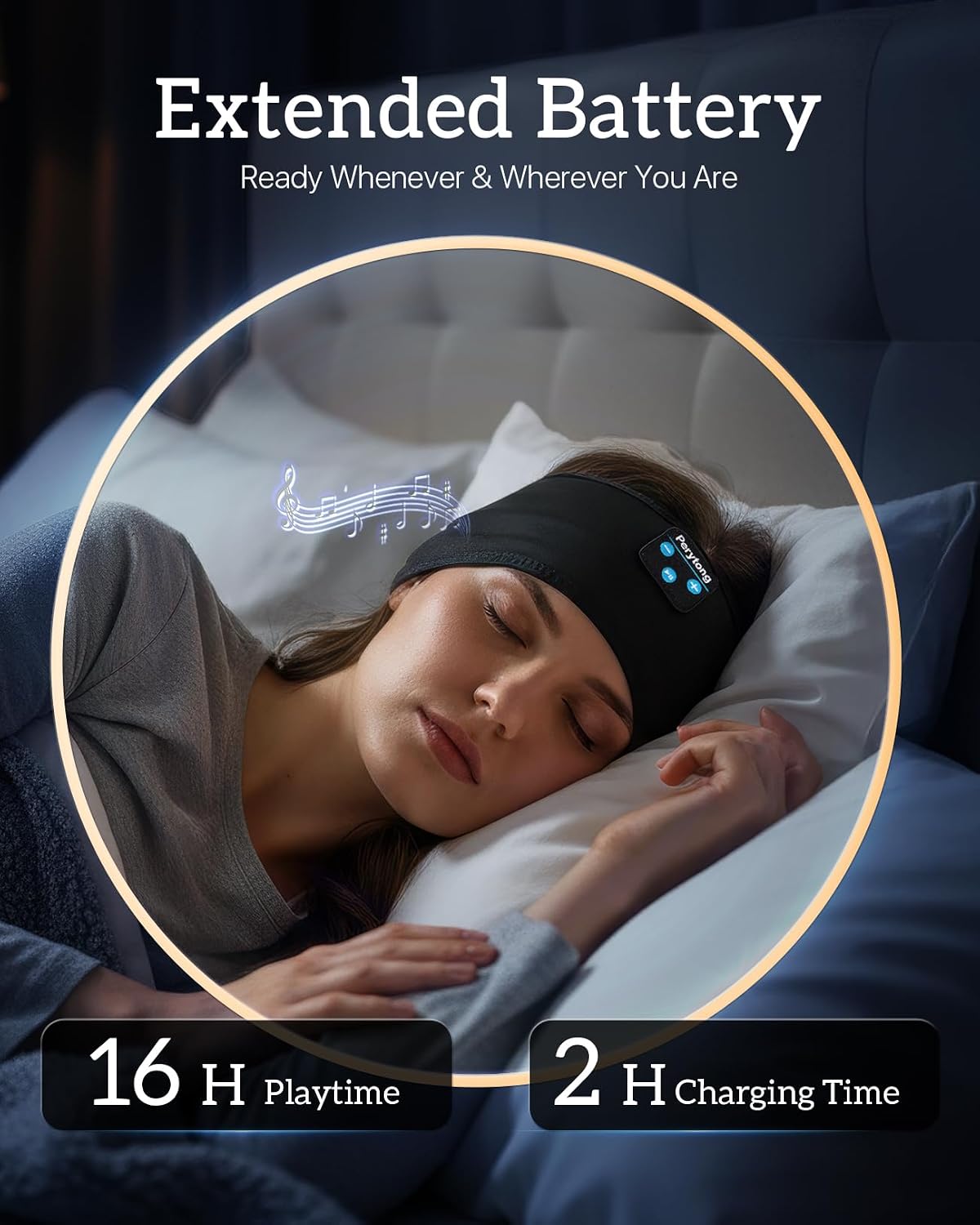 Juego de 2 mascarillas para dormir y diadema Bluetooth para personas que