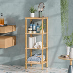 AmazerBath Estante de baño de bambú, estante de almacenamiento de baño de 4 niveles, estante de almacenamiento multifuncional para sala de estar, dormitorio, cocina, ahorrador de espacio