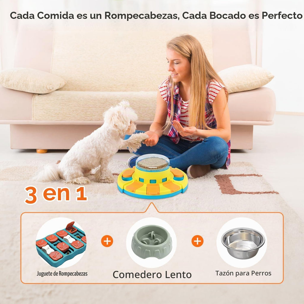 Potaroma Juguete de rompecabezas para perros de 2 niveles, alimentador lento, dispensador de alimentos para cachorros para entrenamiento de coeficiente intelectual y entretenimiento para todas las