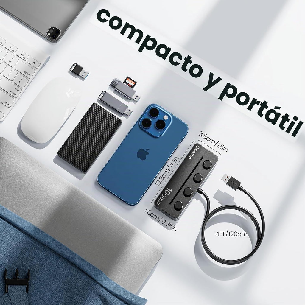 Q QEEFUN, hub USB 3.2 de 4 puertos