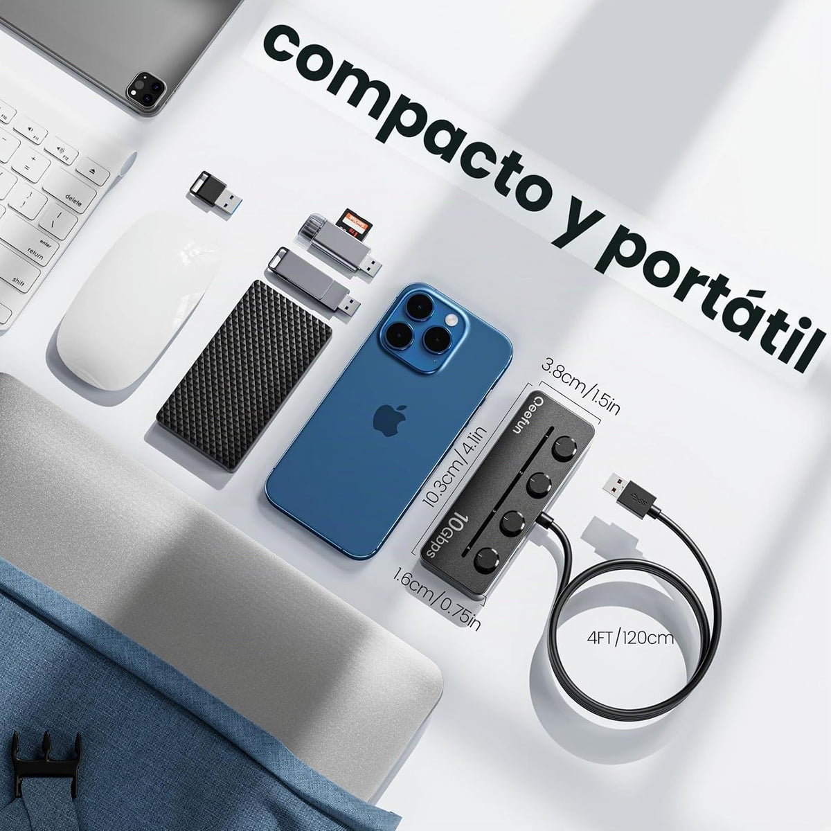 Q QEEFUN, hub USB 3.2 de 4 puertos