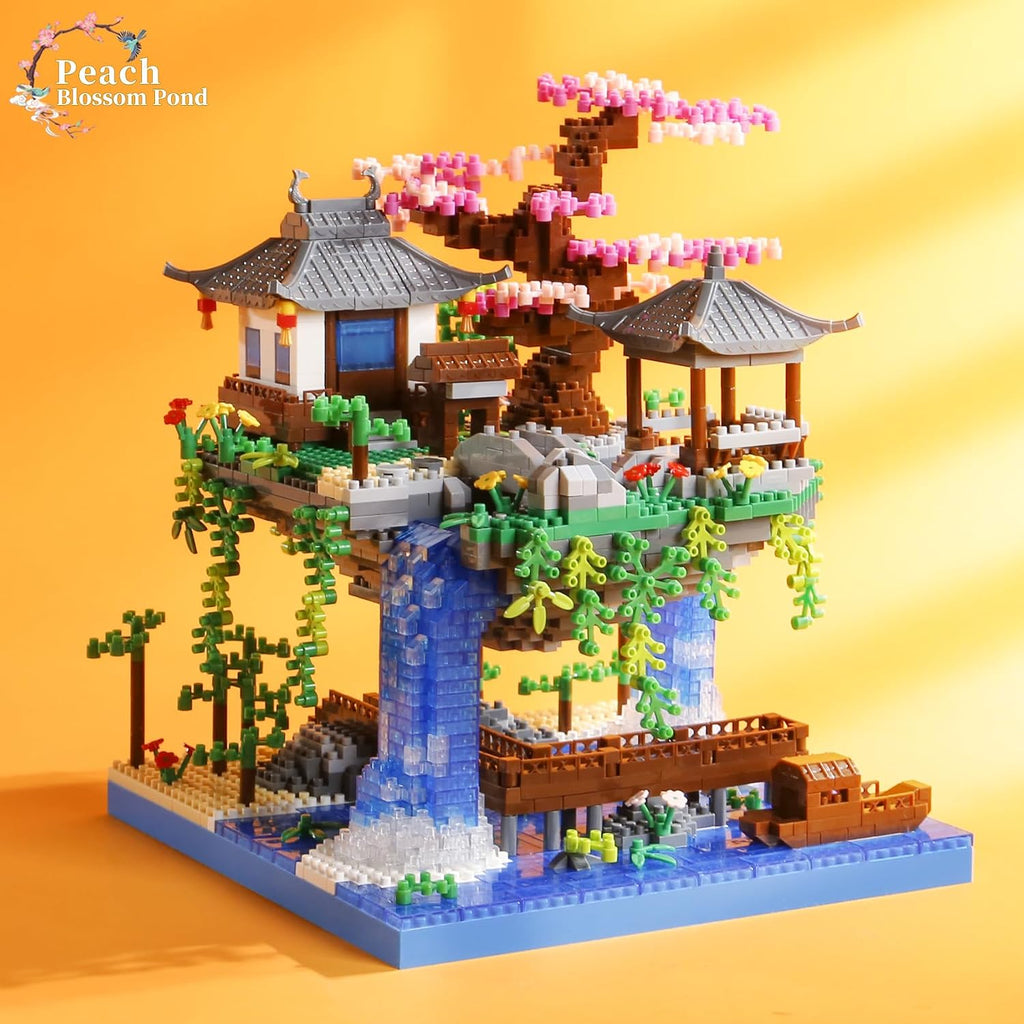 CAXIMSY - Juego de bloques de construcción de casa bonsái de flor de cerezo 3320 PIEZAS, arquitectura china de micro mini bloques de construcción de flor de durazno, juguete de construcción para niños