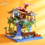 CAXIMSY - Juego de bloques de construcción de casa bonsái de flor de cerezo 3320 PIEZAS, arquitectura china de micro mini bloques de construcción de flor de durazno, juguete de construcción para niños