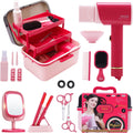 Juguetes de peluquería para niñas de 3 a 8 años, juego de peluquería de peluquería, accesorios de maquillaje con luces y sonidos interactivos, juguetes educativos de vestir, regalos de cumpleaños para niños de 3, 4, 5, 6, 7, 8 años
