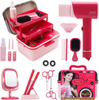 Juguetes de peluquería para niñas de 3 a 8 años, juego de peluquería de peluquería, accesorios de maquillaje con luces y sonidos interactivos, juguetes educativos de vestir, regalos de cumpleaños para niños de 3, 4, 5, 6, 7, 8 años