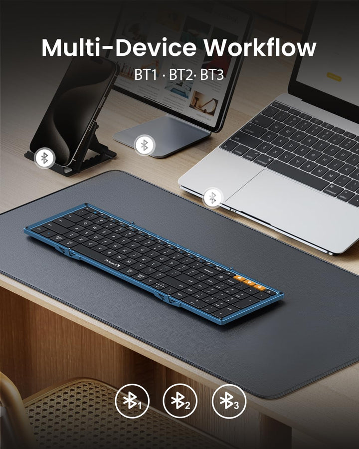 ProtoArc XK01 - Teclado Bluetooth plegable, teclado inalámbrico por...