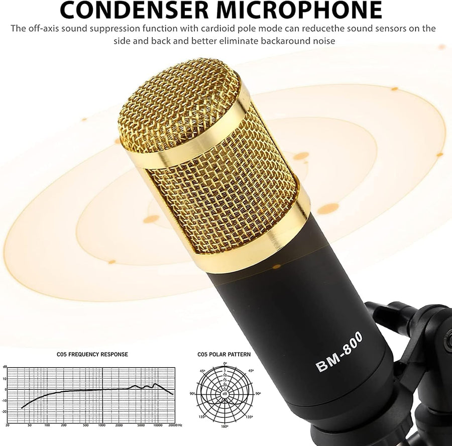 Kit de micrófono de podcast SINWE, micrófono condensador BM-800 con...