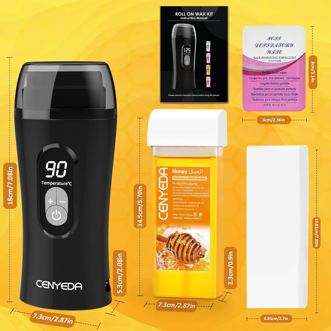 Kit de Cera de Miel Digital para Depilación Femenina - Calentador R...
