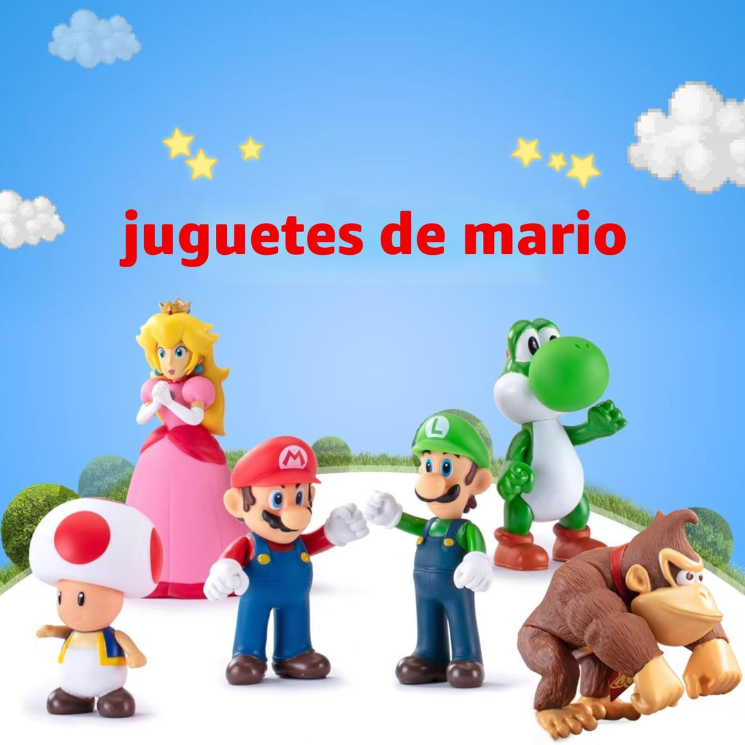 Mario Figures - Juego de 6 figuras de acción de Mario Bros, de PVC,...