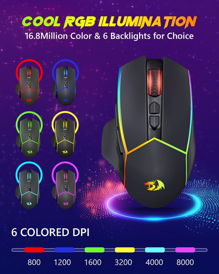 Redragon Ratón Inalámbrico para Juegos, Ratón Ergonómico para Juego...