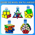 AuntyFey - Juego de 5 cubos mágicos de velocidad - 2x2, 3x3, 4x4, cubos de velocidad Megaminx triangulares para niños y adultos