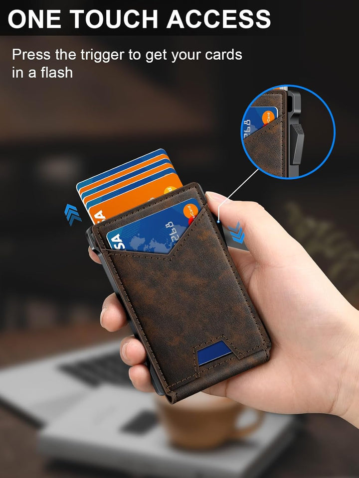 Cartera para hombre RFID con 2 ventanas de identificación y clip pa...