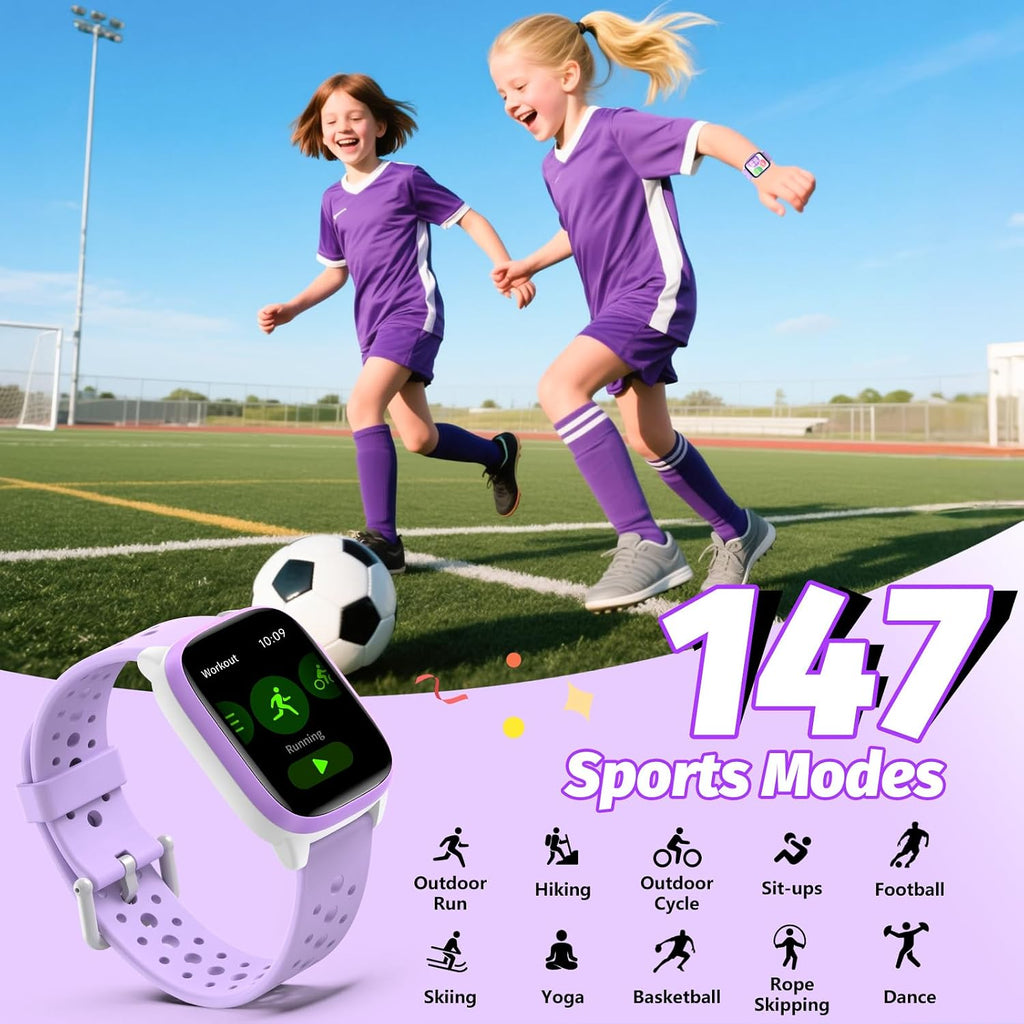 meoonley Reloj para niños con 140 modos deportivos, rastreador de fitness para niños de 1.5 pulgadas, reloj inteligente para niñas, no requiere aplicación/teléfono, monitor de sueño, frecuencia cardíaca, juegos de rompecabezas, impermeabilidad IP68
