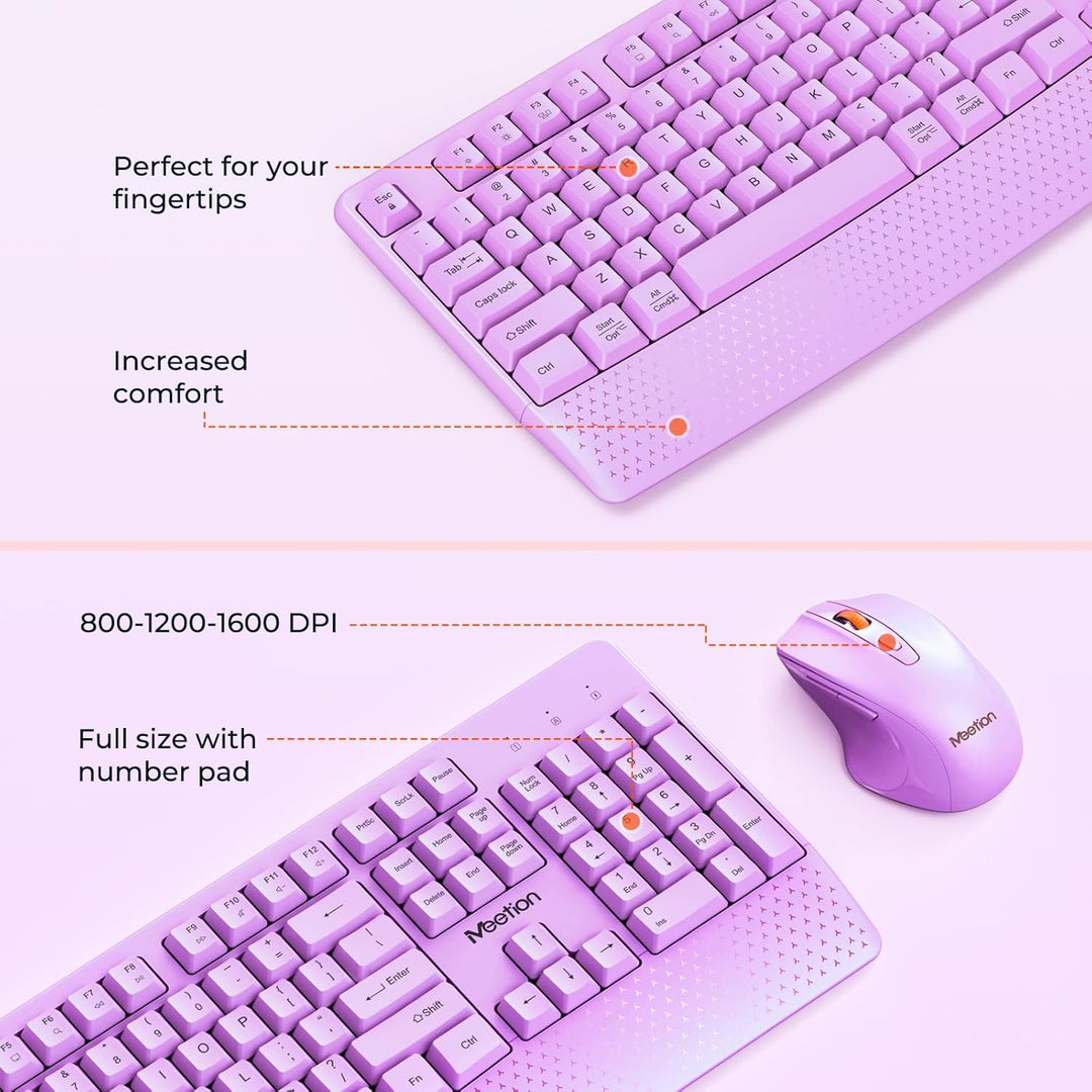 MEETION Teclado y mouse inalámbricos, teclado inalámbrico de tamaño...