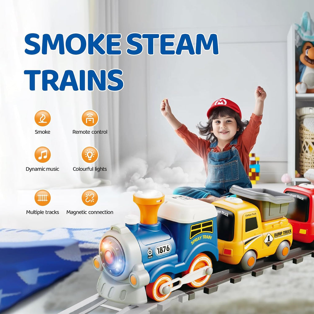 Juguete de tren de control remoto para niños, trenes de iluminación y