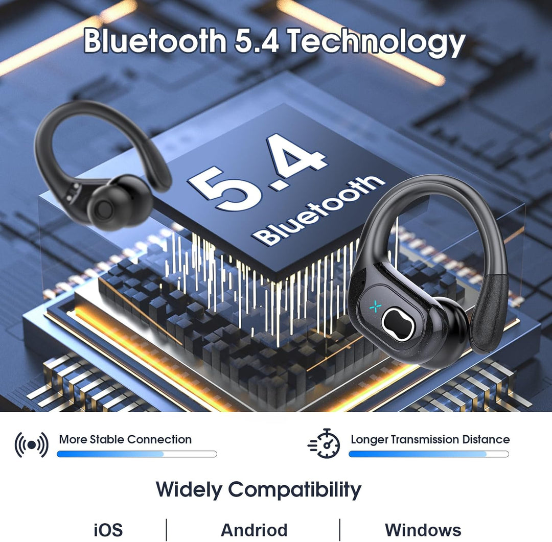 Auriculares inalámbricos Bluetooth 5.4 de 75 horas para deporte, au...
