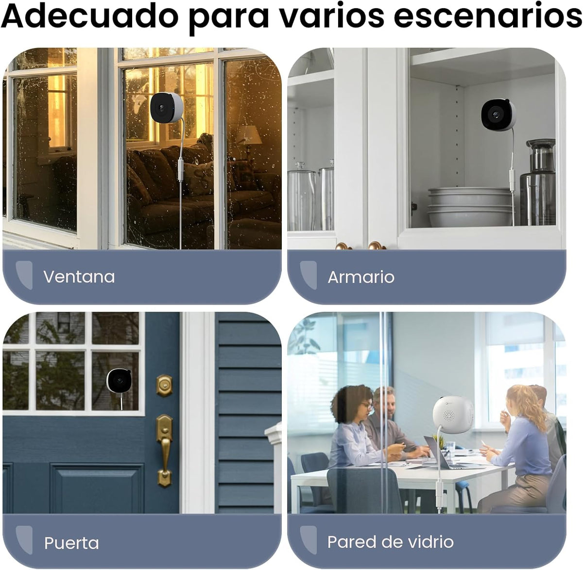 Cámara de ventana 2K sin taladro, paquete de 2 cámaras para segurid...