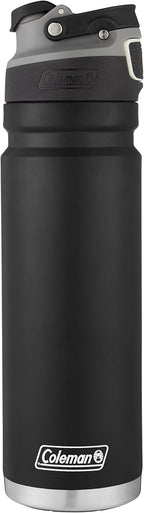 Coleman Autoseal FreeFlow - Botella de agua de acero inoxidable, color negro, 24 onzas