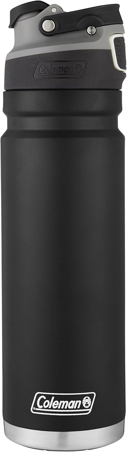 Coleman Autoseal FreeFlow - Botella de agua de acero inoxidable, color negro, 24 onzas