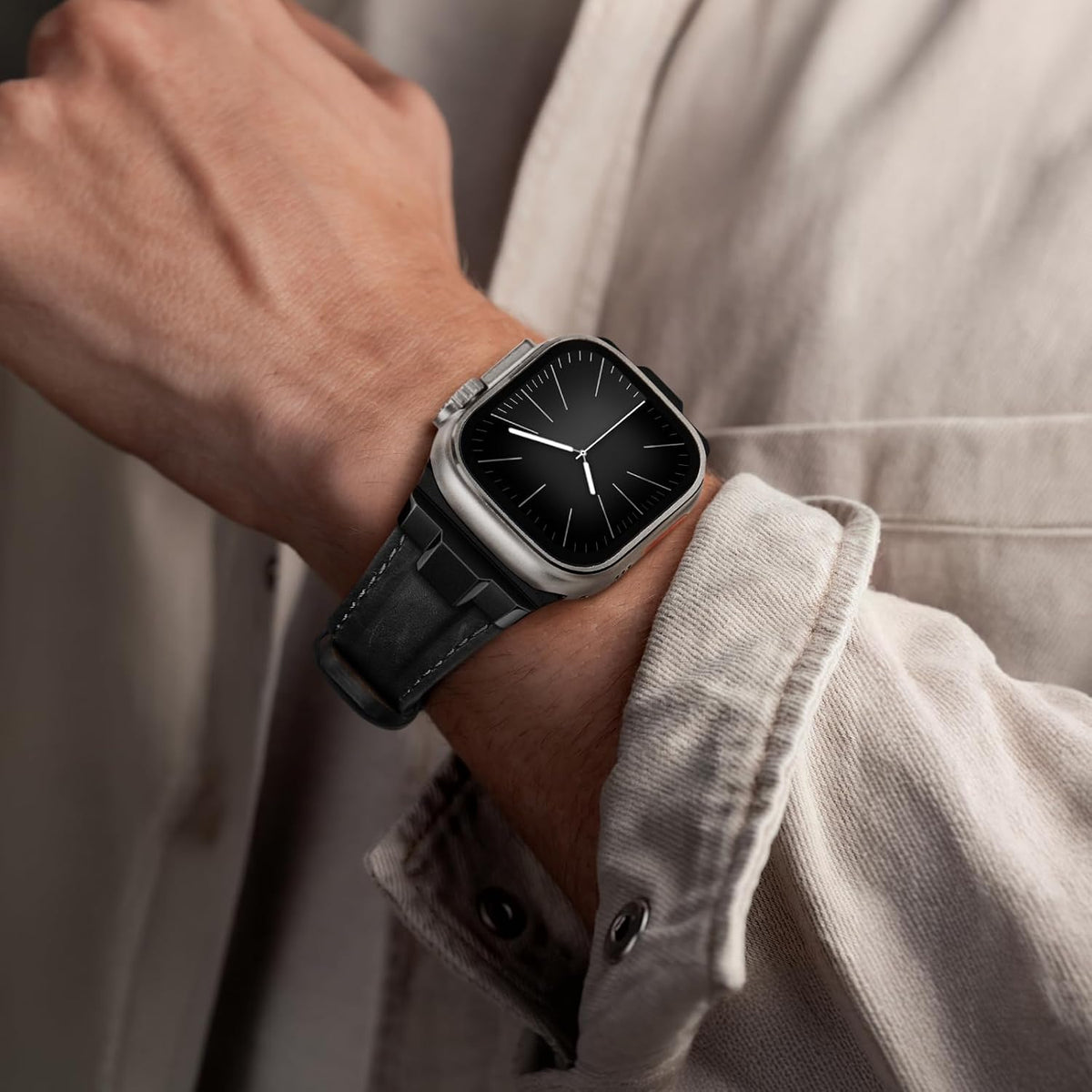 Suitisbest Correa de cuero compatible para Apple Watch Ultra Banda de 49 mm 46 mm 45 mm 44 mm 42 mm 41 mm 40 mm, correa de repuesto de cuero genuino para iWatch series 11 10 9 8 7 6 5 4 3 2 1, SE 3 2