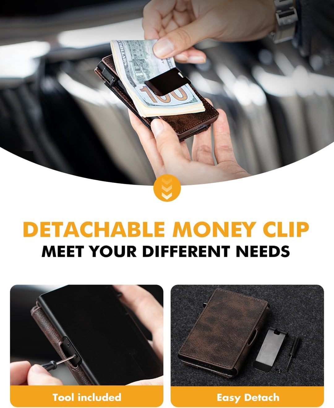 iwantit Cartera para bolsillo frontal para hombre: delgada con clip...