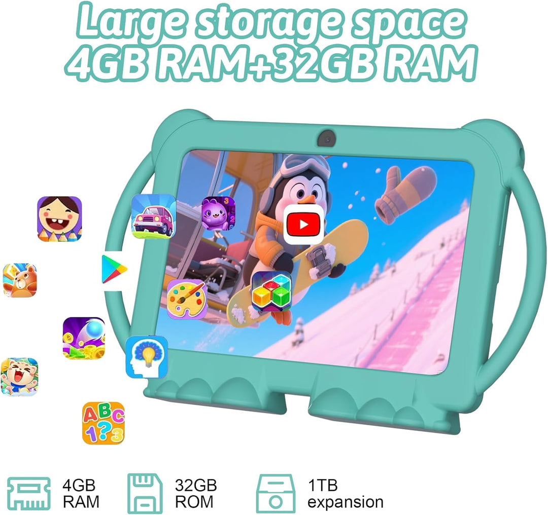 HOTTABLET Tableta para niños de 7 pulgadas, Android 12, 4 GB de RAM...