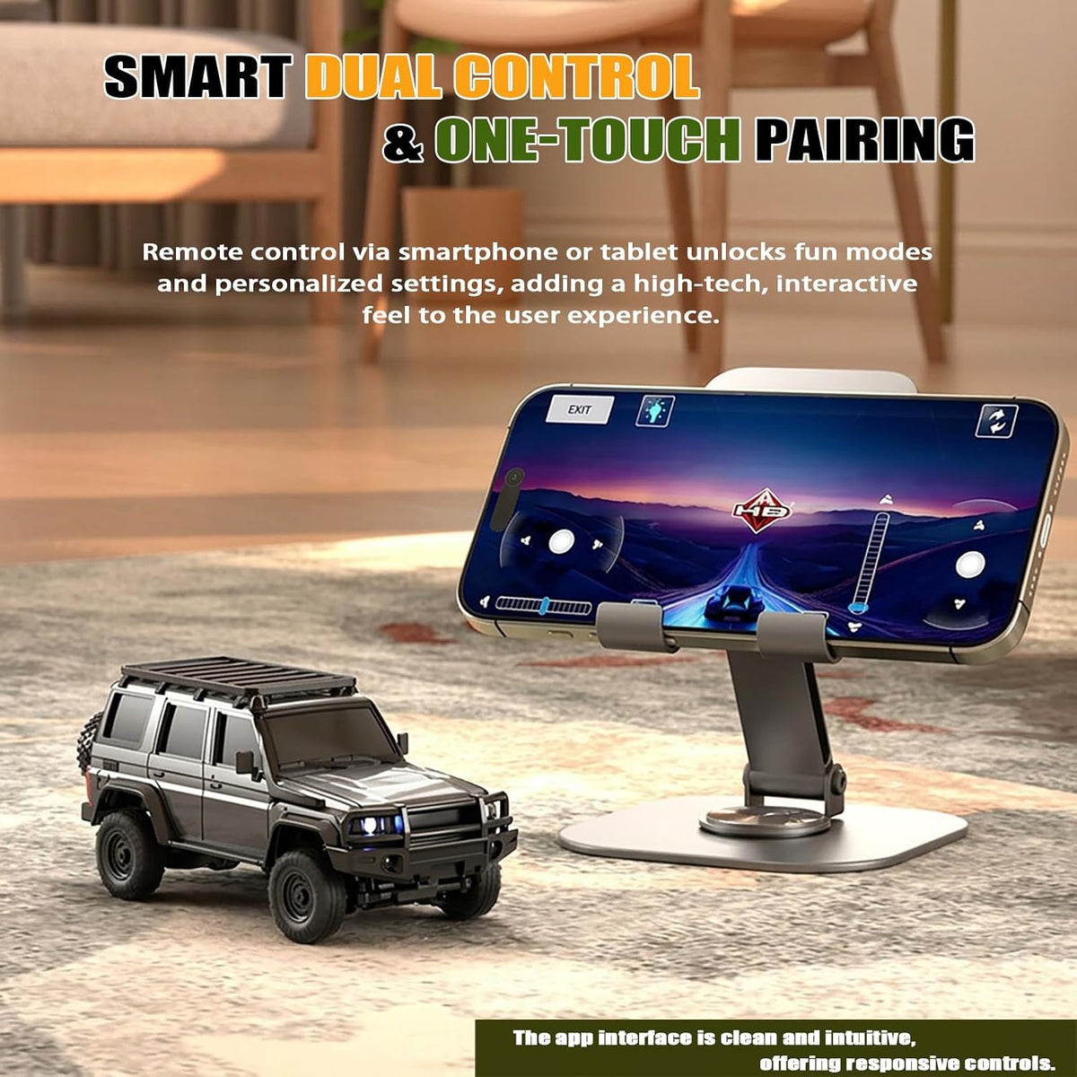1:43 Mini RC Crawler con APP/2.4Ghz Control LED Doble Carcasa