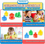 Juego de aprendizaje de letras a juego | Juego de juguetes preescolares para niños | 26 juguetes de aprendizaje del alfabeto con 52 piezas de tuercas y pernos, juguetes de clasificación y apilamiento