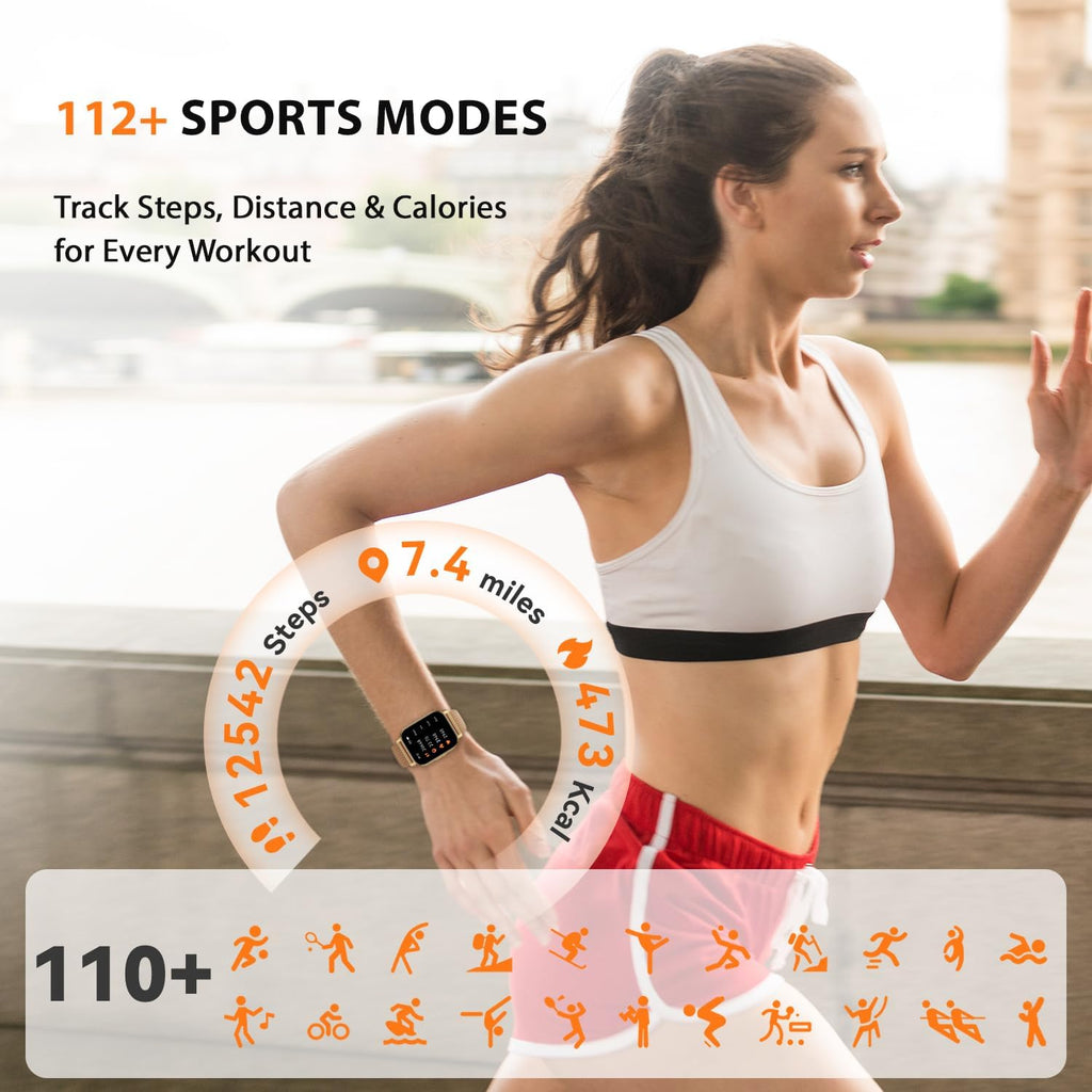 Reloj inteligente para mujer, rastreador de actividad física con llamadas Bluetooth y control de voz AI, pantalla HD de 1.85 pulgadas, monitor de frecuencia cardíaca/SpO2, rastreador de sueño
