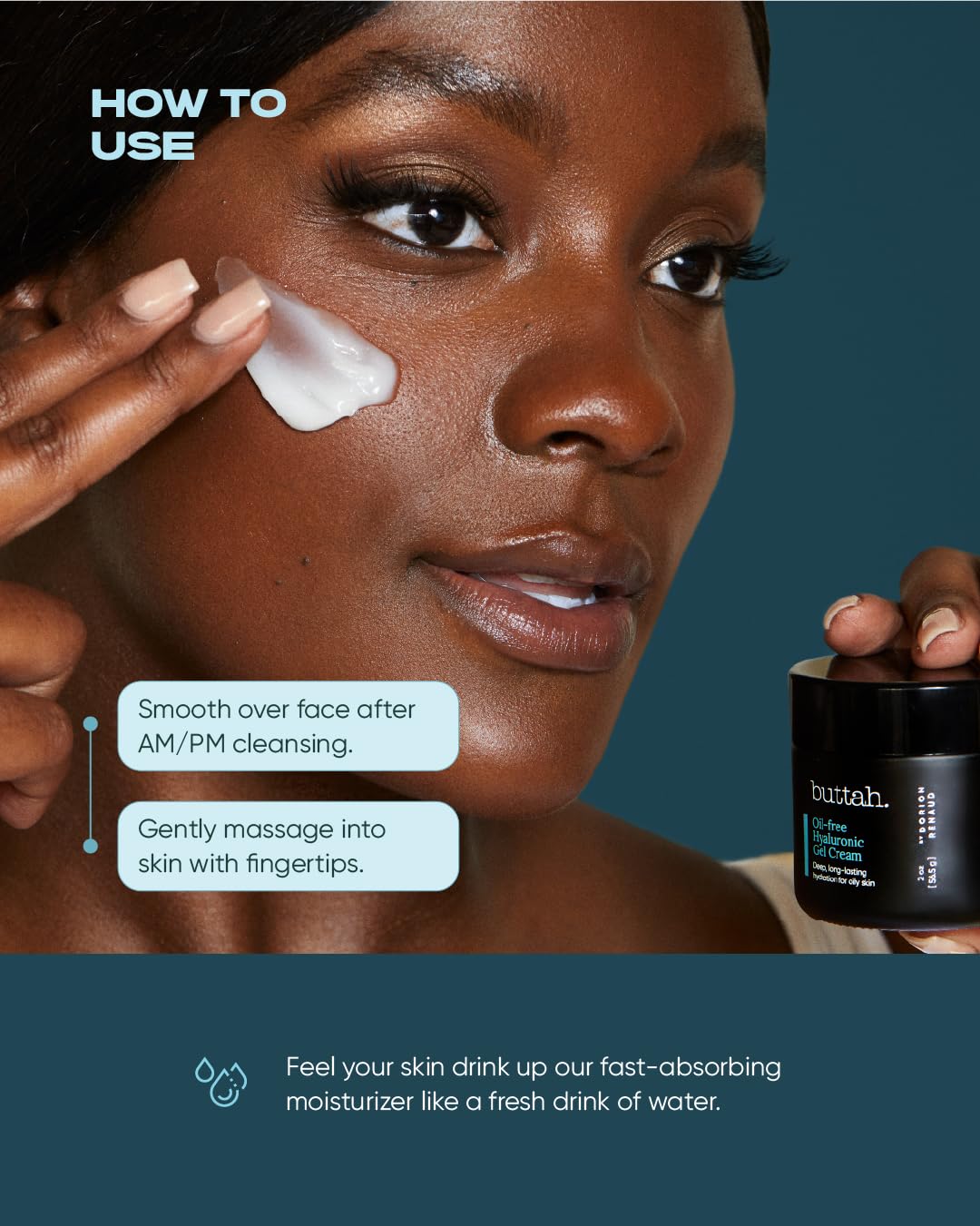 Buttah Skin - Crema de gel hialurónico sin aceite, 2 onzas, hidrata...
