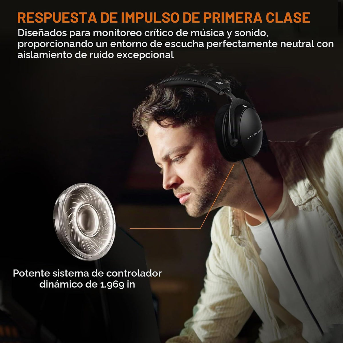 talomen Auriculares de monitor de estudio para grabación, auriculares de estudio con cable sobre la oreja con micrófono de pluma desmontable, auriculares de monitoreo profesional para podcast, transmisión, transmisión y mezcla de audio