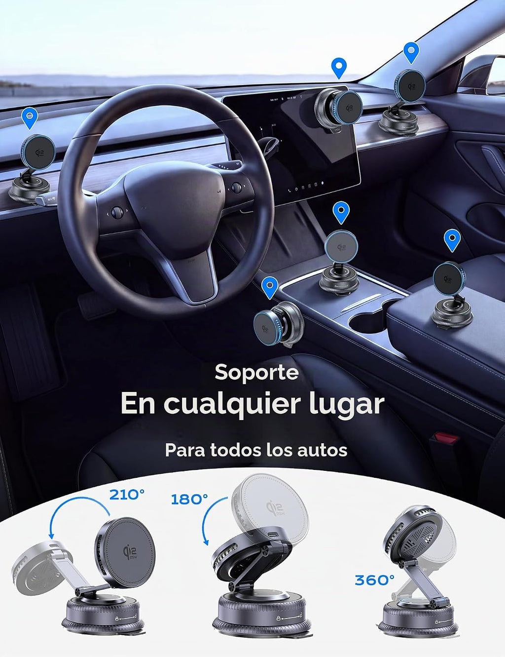 Qi2.2 25W MagSafe Cargador de montaje para coche, ventilador de