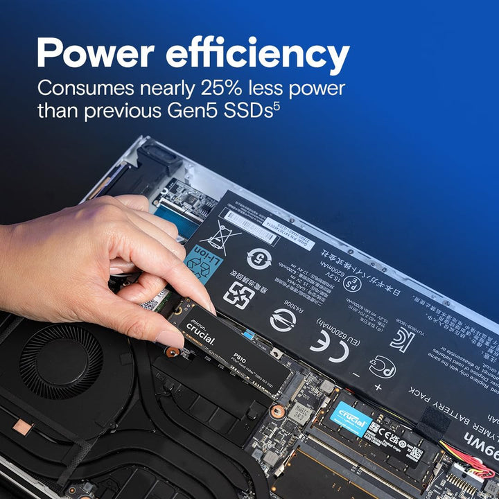 Crucial P510 PCIe Gen5 NVMe 2TB SSD, hasta 10,000MB\/s, TLC NAND, c...