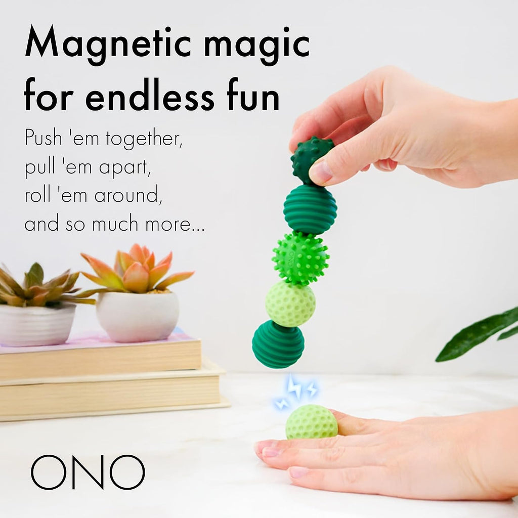 ONO Signets – Bolas magnéticas de silicona con hoyuelos, protuberancias y ondas texturizadas | Divertido juguete de mano para adultos | Ayuda a aliviar el estrés, la ansiedad, la tensión (Zafiro