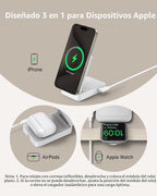Anker MagGo 3-en-1 compatible con MagSafe Qi2 15W Estación de carga plegable