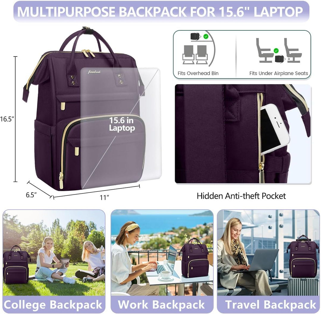 Focdod - Mochila de 15.6 pulgadas para laptop para mujeres, bolsas...