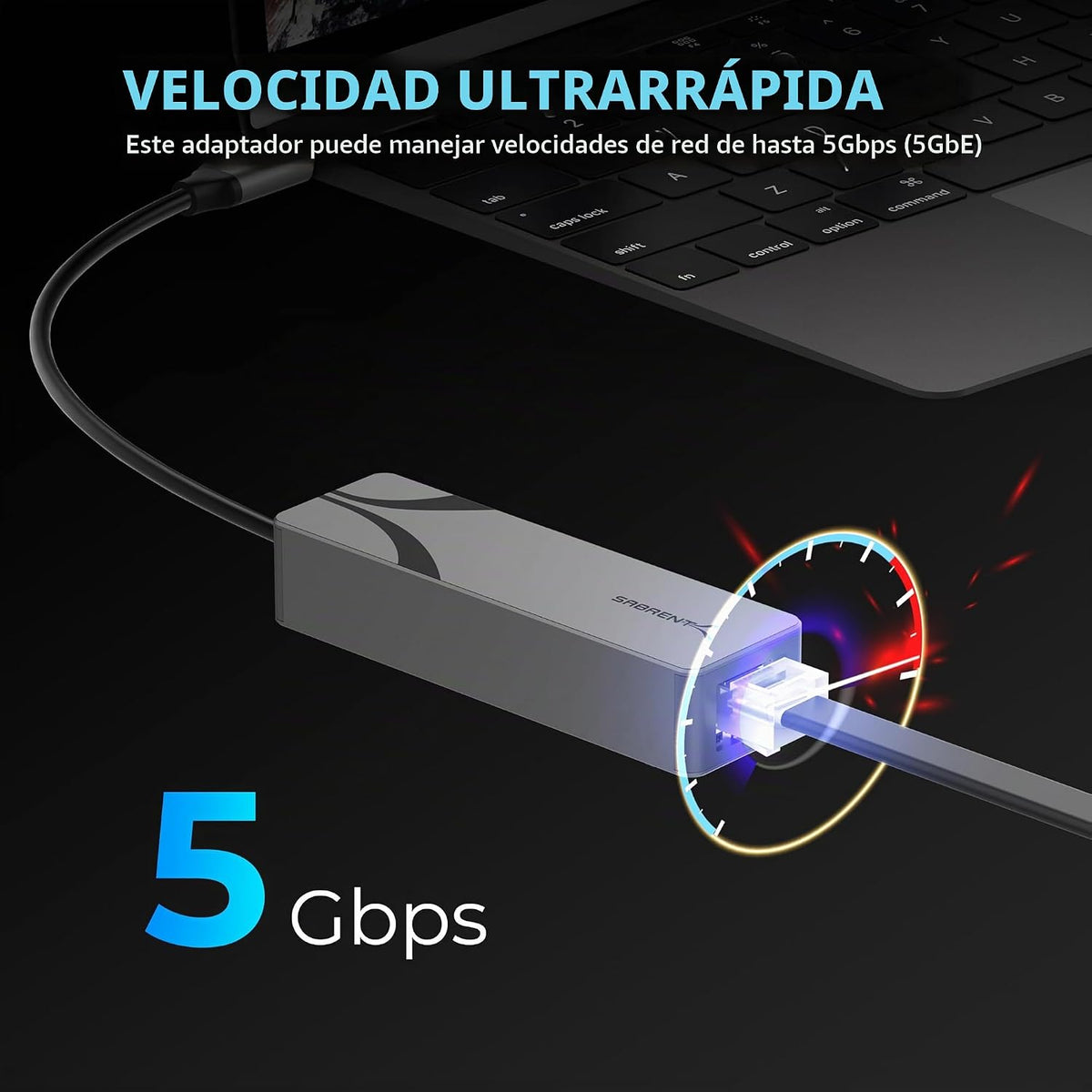 SABRENT Adaptador USB-C a Ethernet de 5 Gb, 5 GbE/2.5 GbE Multi-Gig
