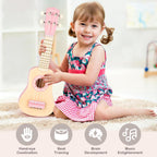 Vanplay Juego de guitarra rosa para niñas pequeñas, regalos de cumpleaños