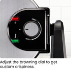 Chefman - Gofrera belga giratoria, plancha abatible de 180° con placas antiadherentes, temporizador ajustable, tapa con bloqueo y placa de goteo, almacenamiento que ahorra espacio, desayuno sin